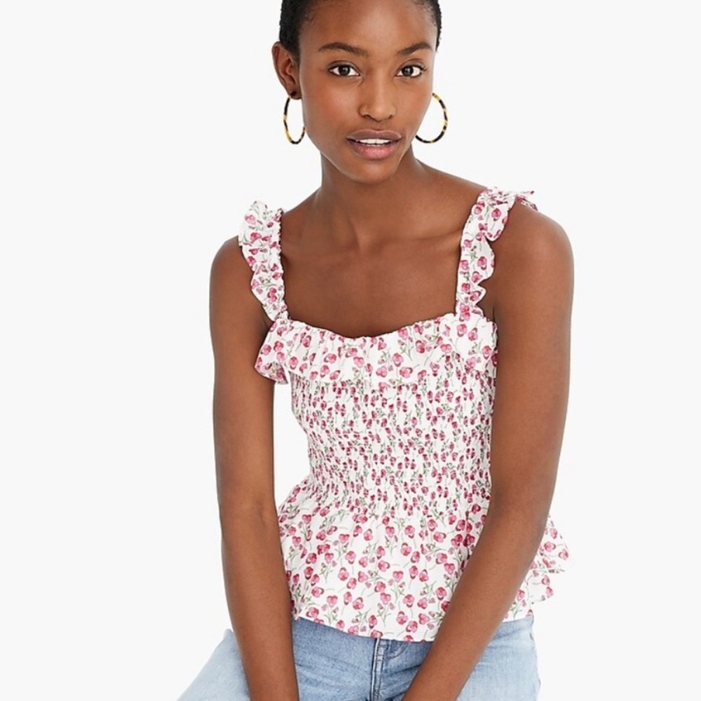 J. crew x Liberty of London Rose Smocked Tank